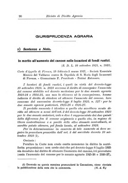 Rivista di diritto agrario organo dell'Osservatorio italiano di diritto agrario