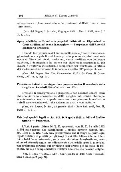 Rivista di diritto agrario organo dell'Osservatorio italiano di diritto agrario