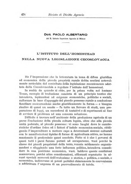 Rivista di diritto agrario organo dell'Osservatorio italiano di diritto agrario