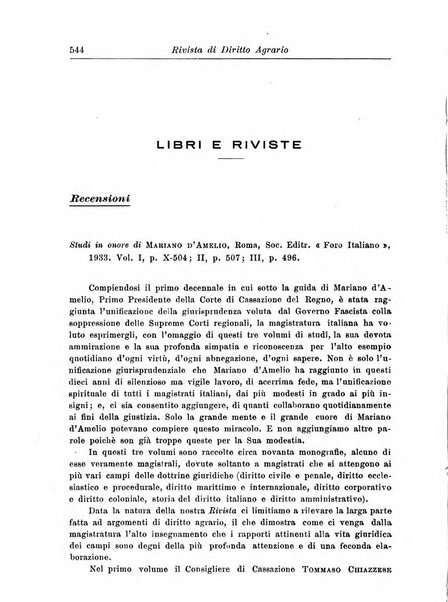 Rivista di diritto agrario organo dell'Osservatorio italiano di diritto agrario