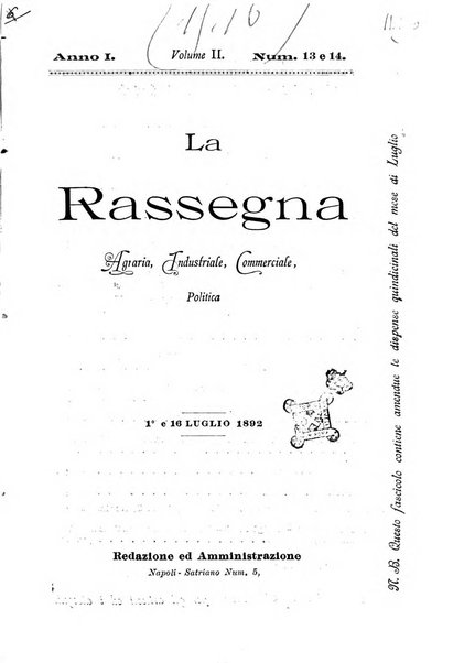 La rassegna agraria, industriale, commerciale, politica