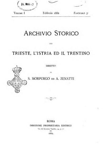 Archivio storico per Trieste l'Istria ed il Trentino