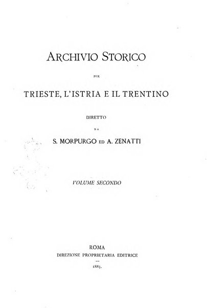 Archivio storico per Trieste l'Istria ed il Trentino