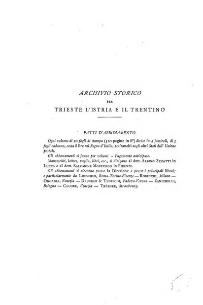 Archivio storico per Trieste l'Istria ed il Trentino