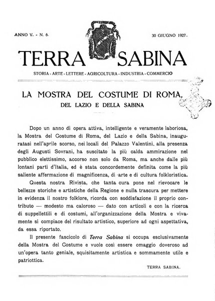 Terra Sabina storia, arte, lettere, agricoltura, industria, commercio