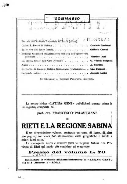 Latina gens rassegna del Lazio, dell'Umbria e della Sabina