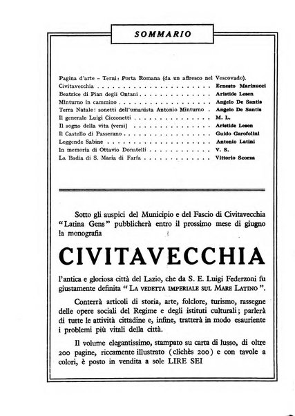 Latina gens rassegna del Lazio, dell'Umbria e della Sabina