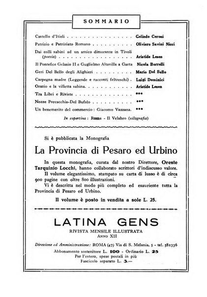 Latina gens rassegna del Lazio, dell'Umbria e della Sabina