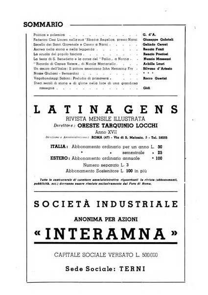 Latina gens rassegna del Lazio, dell'Umbria e della Sabina