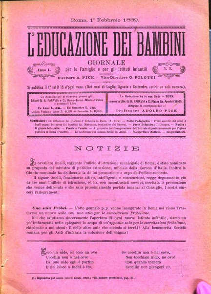 L'educazione dei bambini giornale per le famiglie e per gli istituti infantili