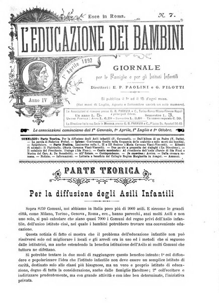 L'educazione dei bambini giornale per le famiglie e per gli istituti infantili