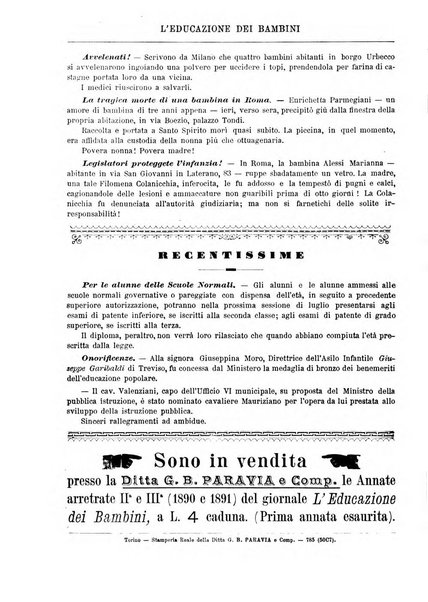 L'educazione dei bambini giornale per le famiglie e per gli istituti infantili