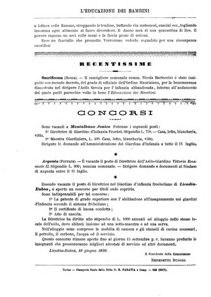 L'educazione dei bambini giornale per le famiglie e per gli istituti infantili