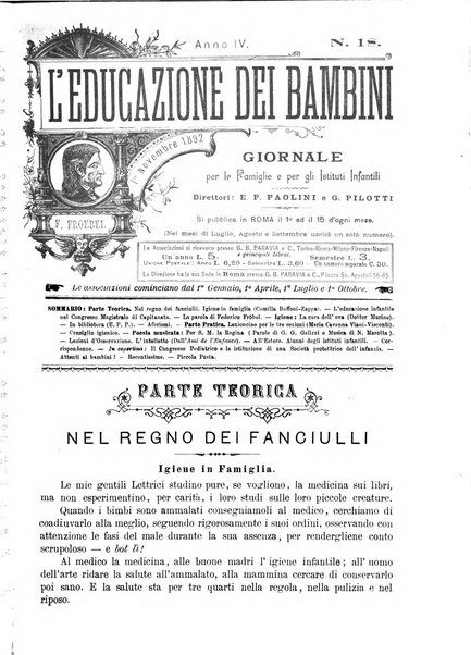 L'educazione dei bambini giornale per le famiglie e per gli istituti infantili