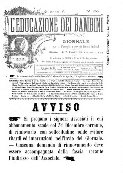 L'educazione dei bambini giornale per le famiglie e per gli istituti infantili