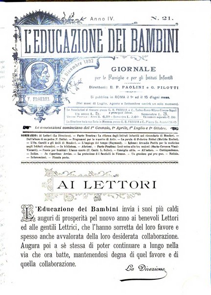 L'educazione dei bambini giornale per le famiglie e per gli istituti infantili