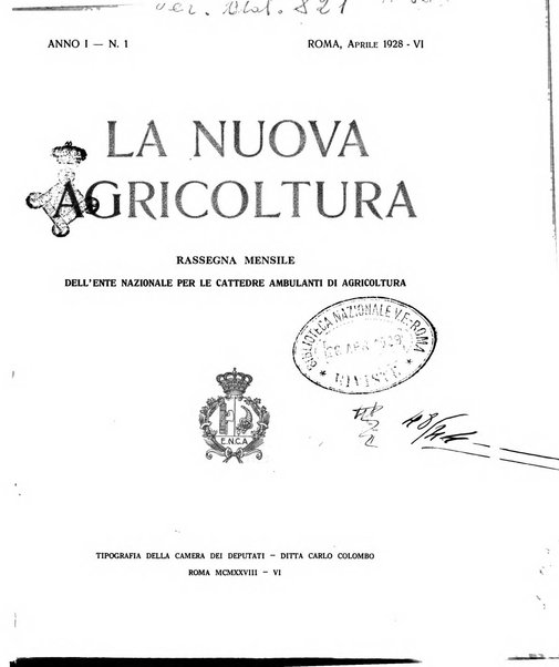 La nuova agricoltura rassegna mensile dell'Ente nazionale per le cattedre ambulanti di agricoltura