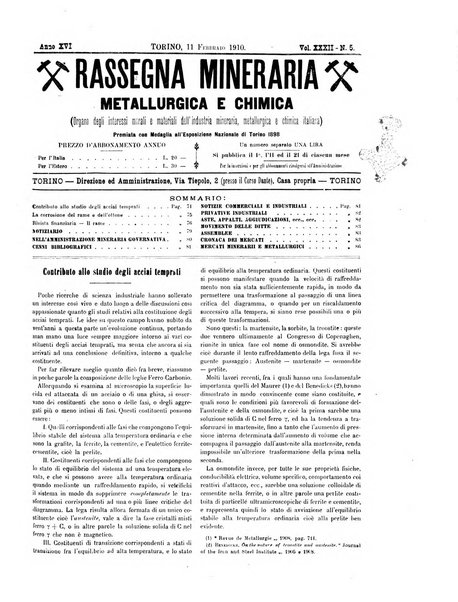 Rassegna mineraria metallurgica e chimica