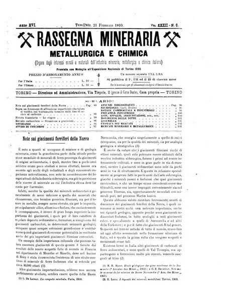 Rassegna mineraria metallurgica e chimica