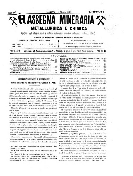 Rassegna mineraria metallurgica e chimica