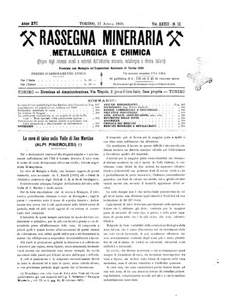 Rassegna mineraria metallurgica e chimica