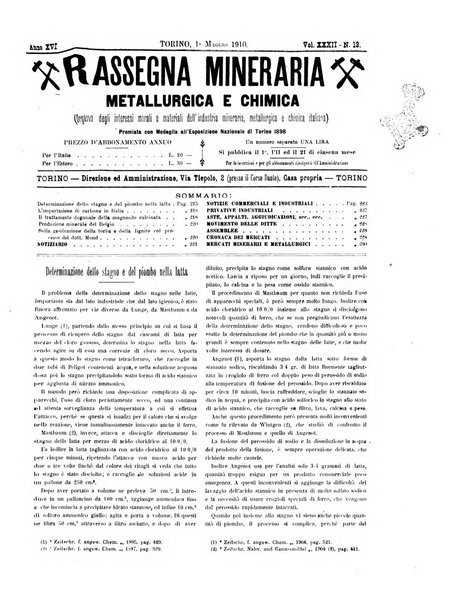 Rassegna mineraria metallurgica e chimica