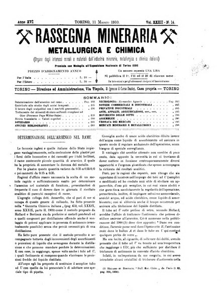 Rassegna mineraria metallurgica e chimica