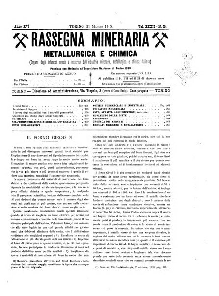 Rassegna mineraria metallurgica e chimica