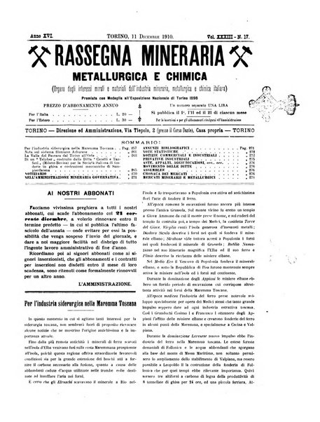 Rassegna mineraria metallurgica e chimica