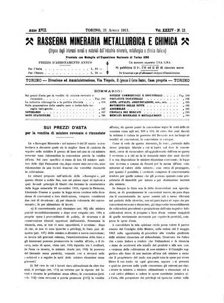 Rassegna mineraria metallurgica e chimica