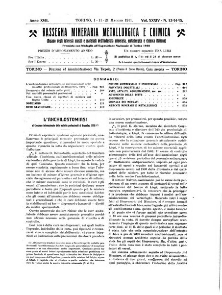 Rassegna mineraria metallurgica e chimica