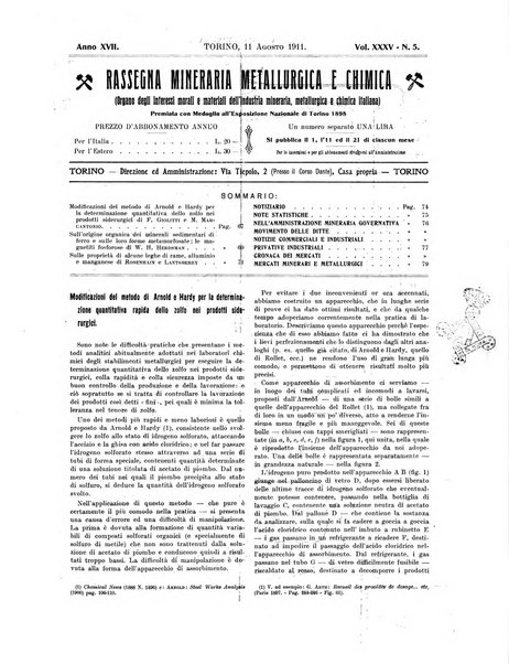 Rassegna mineraria metallurgica e chimica