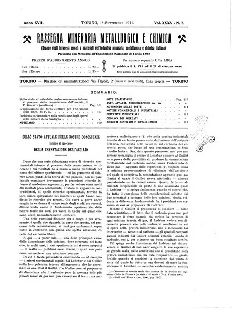 Rassegna mineraria metallurgica e chimica