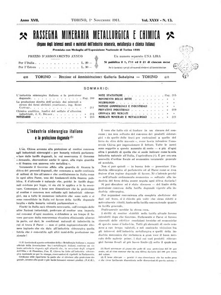 Rassegna mineraria metallurgica e chimica