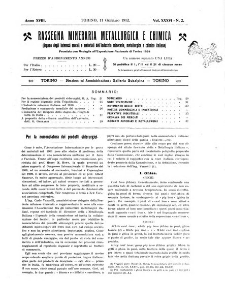 Rassegna mineraria metallurgica e chimica