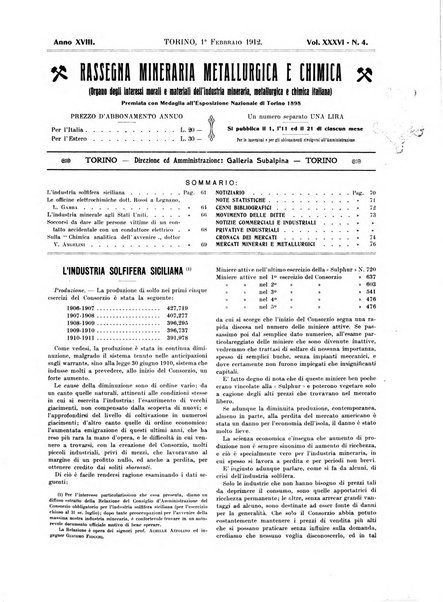 Rassegna mineraria metallurgica e chimica