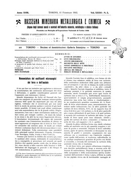 Rassegna mineraria metallurgica e chimica