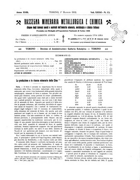 Rassegna mineraria metallurgica e chimica