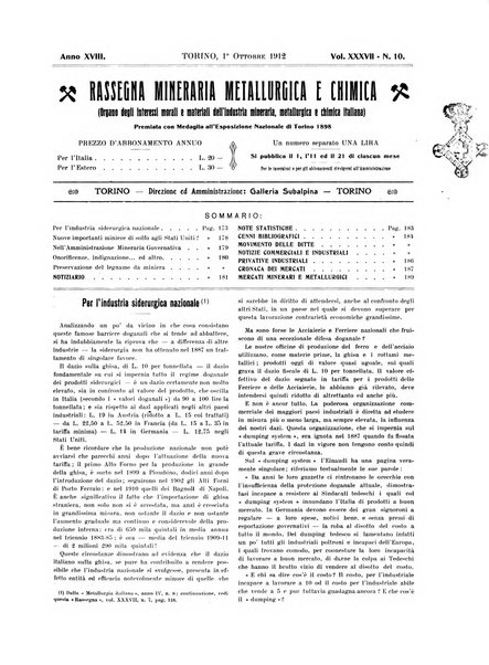 Rassegna mineraria metallurgica e chimica