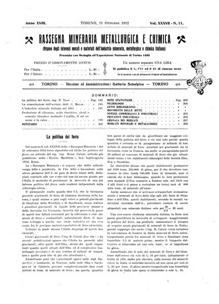 Rassegna mineraria metallurgica e chimica