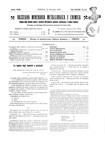 Rassegna mineraria metallurgica e chimica