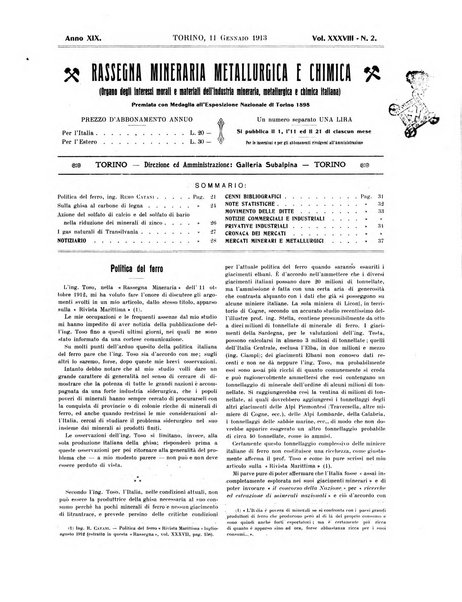 Rassegna mineraria metallurgica e chimica