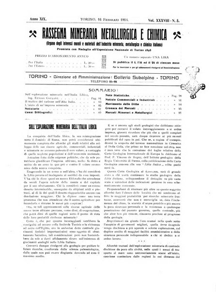 Rassegna mineraria metallurgica e chimica