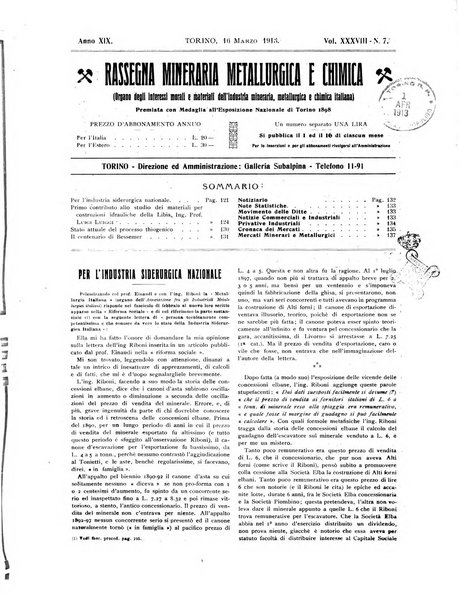 Rassegna mineraria metallurgica e chimica