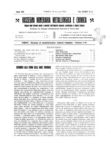 Rassegna mineraria metallurgica e chimica