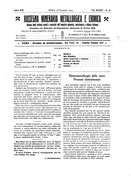 Rassegna mineraria metallurgica e chimica