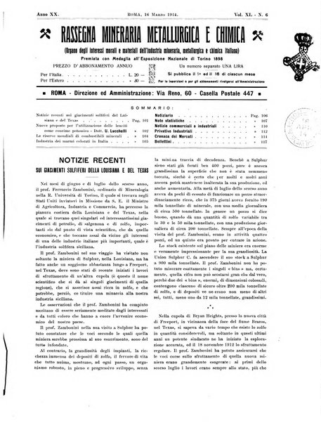 Rassegna mineraria metallurgica e chimica