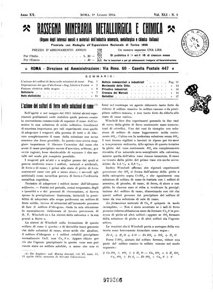 Rassegna mineraria metallurgica e chimica