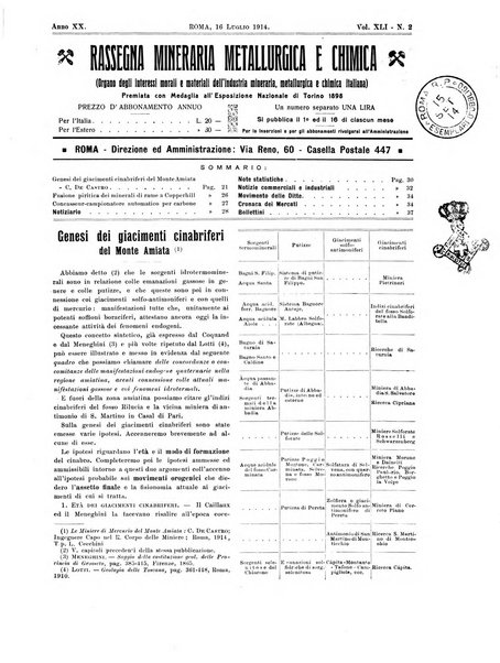 Rassegna mineraria metallurgica e chimica