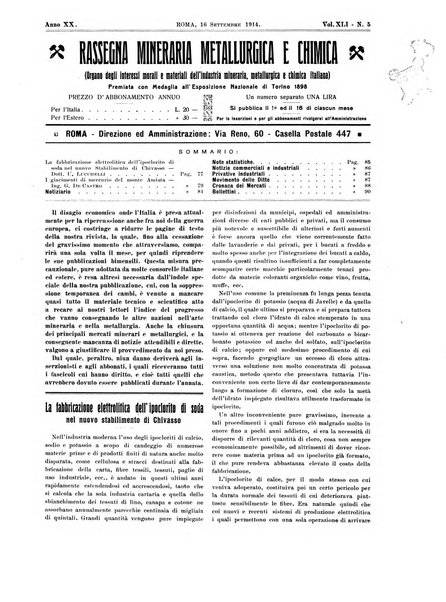 Rassegna mineraria metallurgica e chimica